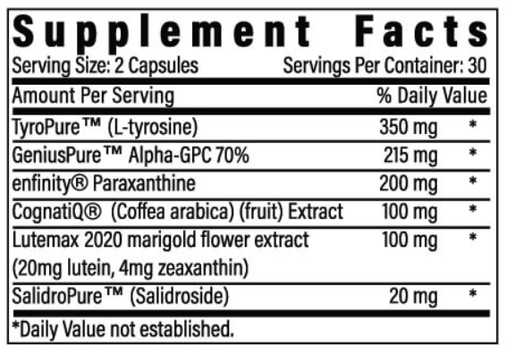 BrainAMP Supplement facts